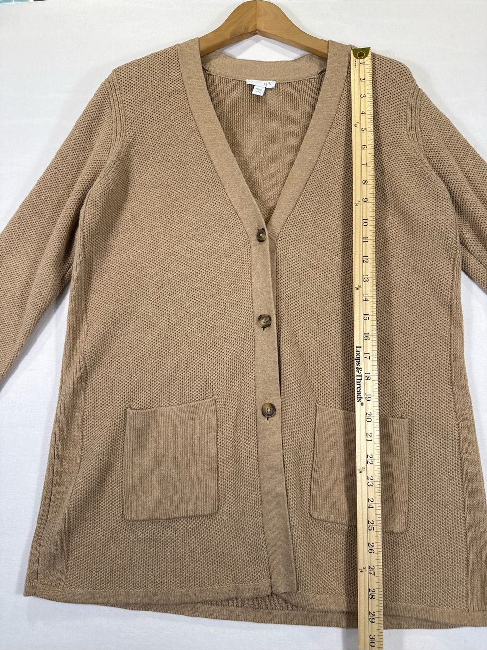 J. Jill Tan Button-Front V-Neck Cardigan - Picture 6 of 11